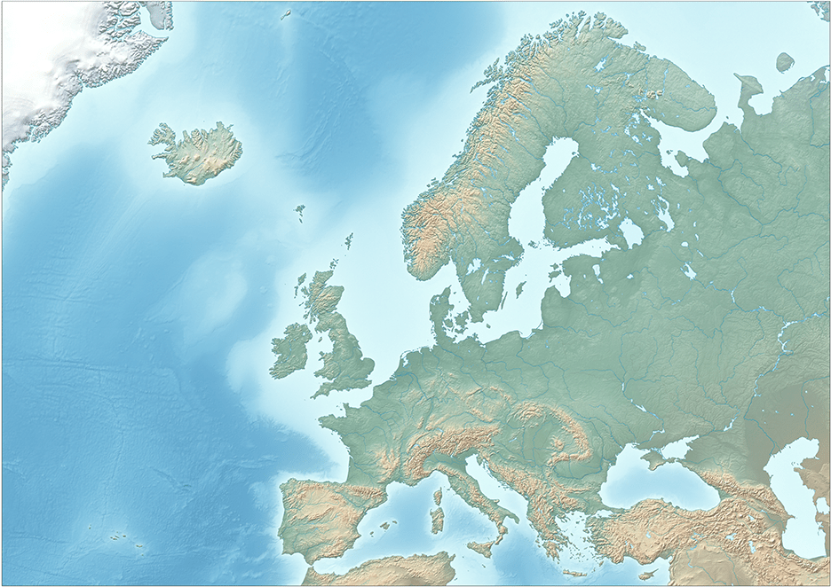 Карта европы с рельефом