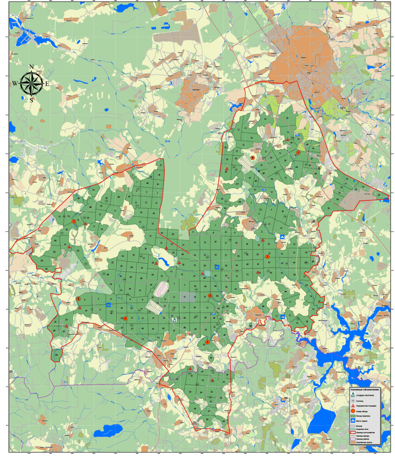 Подробная карта охотугодий томского района